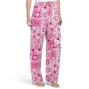 WHITE CLOSET Pink Multi Sun Print Pants
